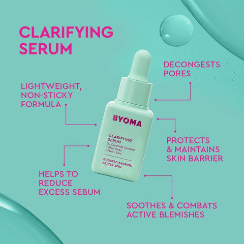 BYOMA So Clear Set - Barrier Repair Skincare Set for Acne Prone Skin (30ml, 15ml, 15ml) Creamy Jelly Cleanser, Clarifying Face Serum and Gel-Cream Moisturiser - Unclogs Pores, Targets Blemishes