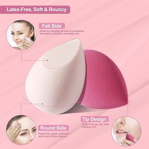 4 Pack Beauty Blender Foundation Sponges Set 4 Color, Latex Free with 1 Sponge Holder Case for Liquid Foundation Powder Sunscreen and Cream