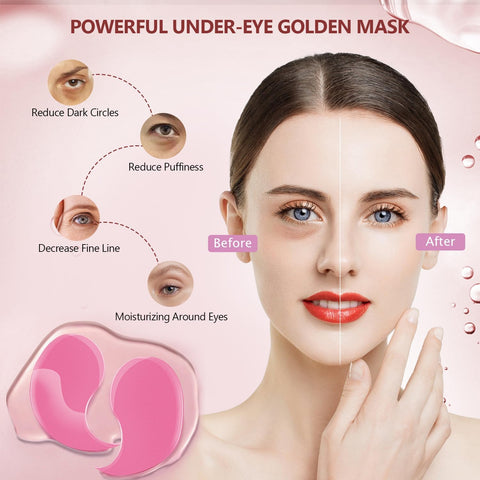 Pink Undereye Mask (60 Pcs), Collagen Hydrating Gel Pads, Reduce Puffiness, 30 Pairs Under Eye Patches for Dark Circles Puffy Eyes Treatment, Wrinkle, Women Men Beauty Personal Skin Care Products