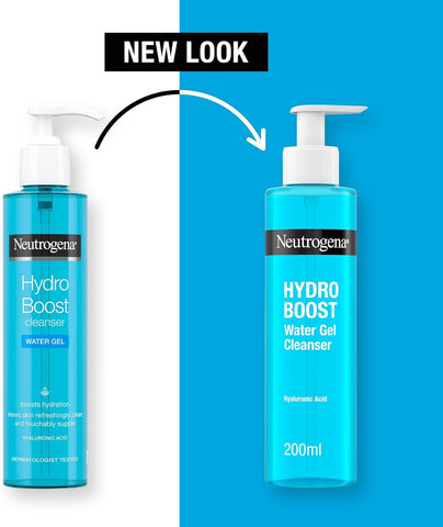 Neutrogena Hydro Boost Water Gel Facial Cleanser, with Hyaluronic Acid for Dry or Dehydrated Skin 200ml