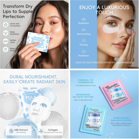 Milk Skin Care Sets & Kits - Teenage Girls Gifts - Milk Skincare Set for Teen Skincare - Gifts For Women - Travel Skincare Set Daily Face Care - Deep Hydrating Smoothing 23PCS