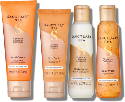 Spa Petite Retreat Gift Set, 4-Piece Vegan Bath & Body Collection with Signature Jasmine, Grapefruit & Vanilla, Cruelty-Free Women’s Pamper Gift, Travel Size