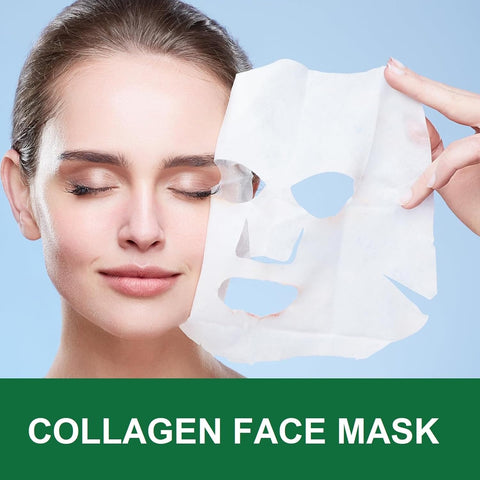 Pack of 10 Collagen Mask Face Masks Skincare, Coenzyme Q10 Retinol Collagen Facial Masks Skincare, Hydrating Face Beauty Care Masks for Deep Moisturizing