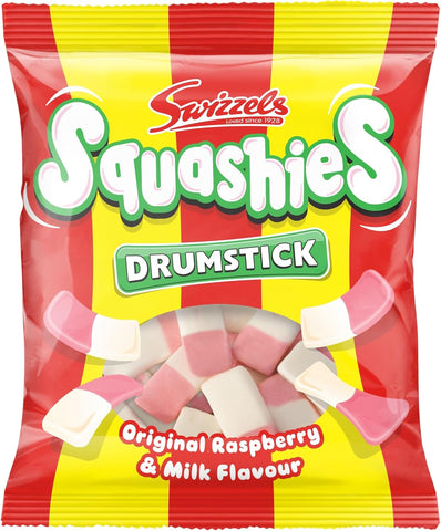 Squashies Sweets, Drumstick Squashies Original Sweets - Raspberry and Milk Flavour- Single Pack 140g