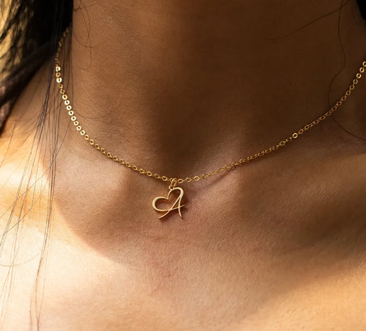 Heart Initial Letter Necklace for Women Gold Color Stainless Steel Necklace Jewelry Wedding Birthday Gift Free Shipping collar