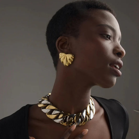 Uworld New Stainless Steel Puff Heart Shaped Drop Chubby Croissant Earrings 18K Gold Plated Romantic Jewelry Gift for Women