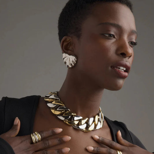 Uworld New Stainless Steel Puff Heart Shaped Drop Chubby Croissant Earrings 18K Gold Plated Romantic Jewelry Gift for Women