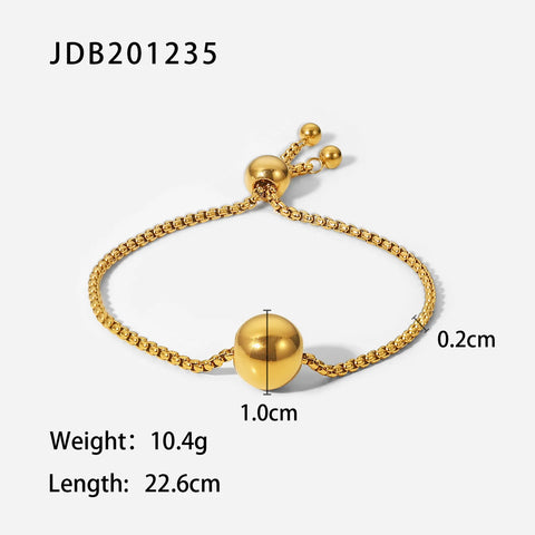 Uworld Trendy18k Gold Plated Stainless Steel Bracelets Jewelry Waterproof Ball Pendant Box Chain Pull Bracelet Bracelet for Wome