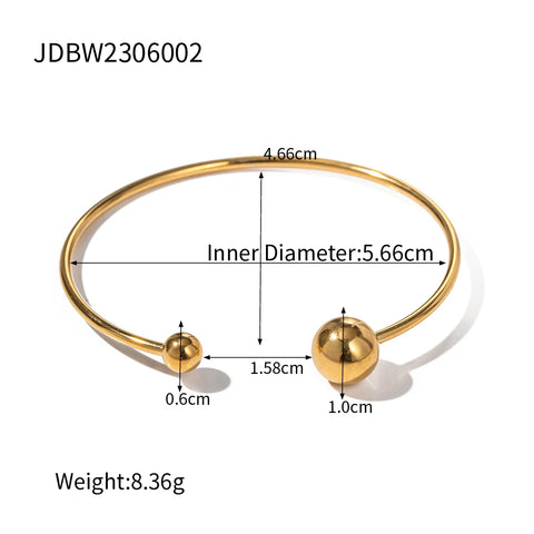 Uworld Minimal Double Meteorite Bangle Gold Plated Stainless Steel Cuff  Silver Color Solid Metal Ball Bracelet Perfect Gift