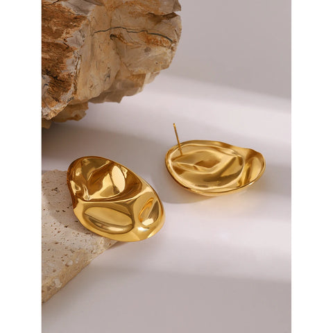 Uworld Stainless Steel Gold Color Vintage Big Metal Earrings Women Fashion Statement Geometric Trend European Party Jewelry 2024