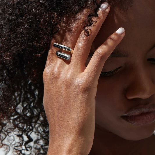 Uworld Exquisite Minimalist Water resistant Stainless steel Open Ring Women Chic Korean Fashion Golden Waterproof Finger Jewelry