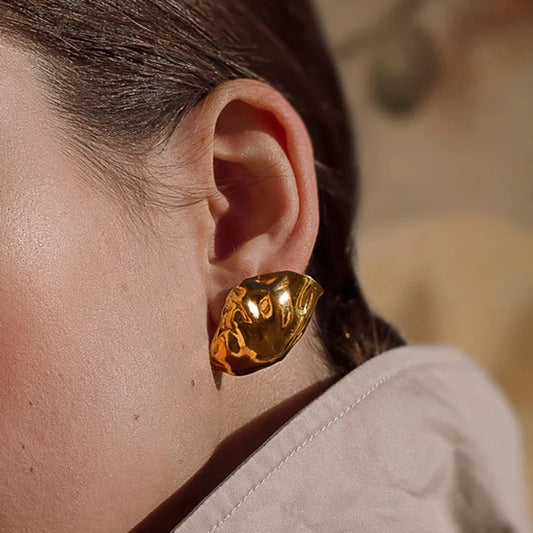 Uworld Unique Statement Stainless Steel Metal Geometric Unusual Earrings for Women Prevent Allergy Personalized Ear Daily Jewelr