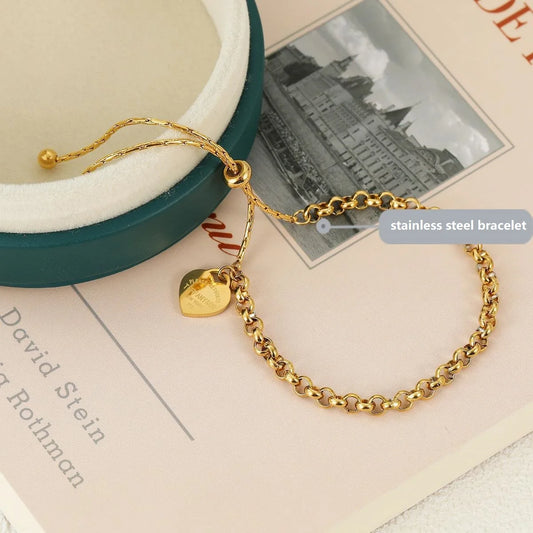 316L stainless steel bracelet Heart Bracelet  Pull Titanium Steel bangle Ball Chain Bracelet Anklet adjustable bracelets