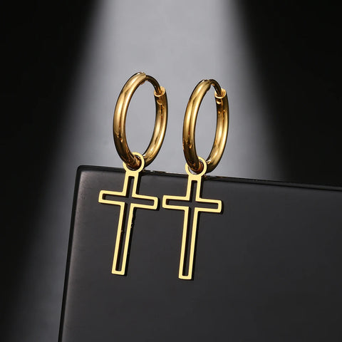 Stainless Steel Earrings Gothic Punk Cross Minimalist Heart Sun Fashion Pendants Charm Earrings For Women Jewelry Party Gifts