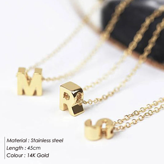 JUJIE 316L Stainless Steel Initial Necklace For Women Choker Chain Custom Letter Name Pendant Jewelry Wholesale/Dropshipping