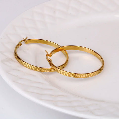 Hgflyxu Gold Color Stainless Steel Circle Hoop Earring for Women Ear ring Fashion Daily New Fine Jewelry Gifts Hot Sell