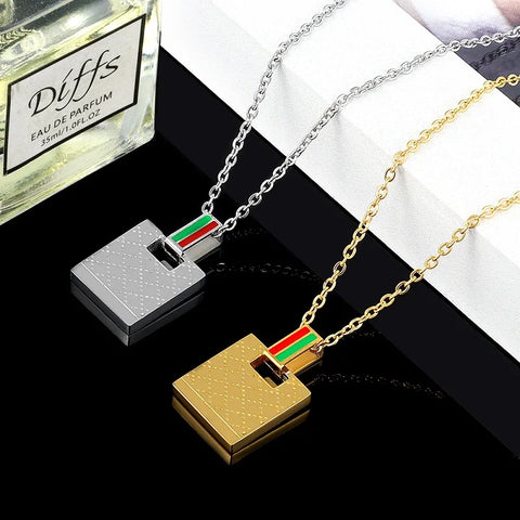 Christmas Fashion Female Woman Jewelry Set Gold Color Square Pendant Necklace Charm Green & Red Bar Stud Earrings Jewelry Gift