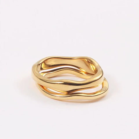 Wave curved band ring for women stainless steel ring simple minimalist elegant no tarnish waterproof jewelry 2023 new in