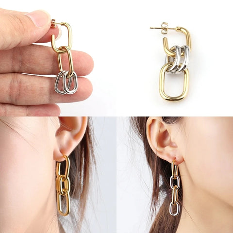 Chain Earring Stainless Steel Women Unusual Earrings Fashion Drop Earrings Trend Long Chain Earrings For Women Female Jewelry