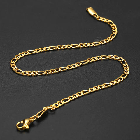 Minimalist Metal Anklets Women Gold Color Stainless Steel Figaro Rope Curb Link Leg Chain Basic Chic Lady Girl Jewelry 10inch