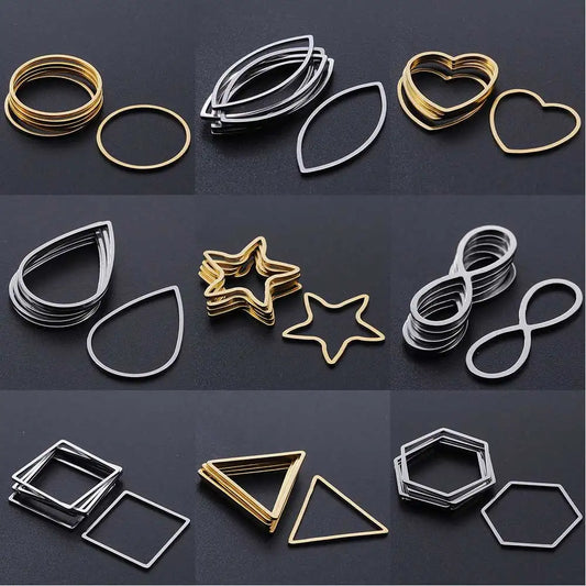 10pcs/lot 316 Stainless Steel   Hollow Geometric Square Circle Triangle Charms Wholesale Never Tarnish Jewelry Making Charms
