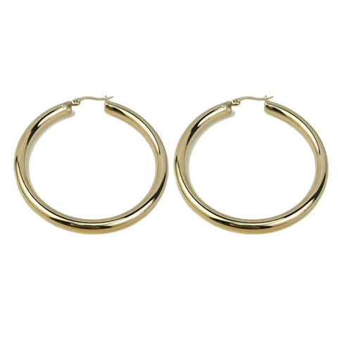 MANILAI Wide Stainless Steel Tube Hoop Earrings For Women Punk Statement Earrings Brincos Fashion Jewelry 55mm Diameter