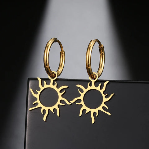 Stainless Steel Earrings Gothic Punk Cross Minimalist Heart Sun Fashion Pendants Charm Earrings For Women Jewelry Party Gifts