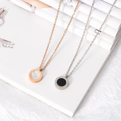 Luxury Elegant Chain Choker Fashion Roman Digital Pendant Necklaces for Women Stainless Steel Necklace 2021 Trend Party Jewelry