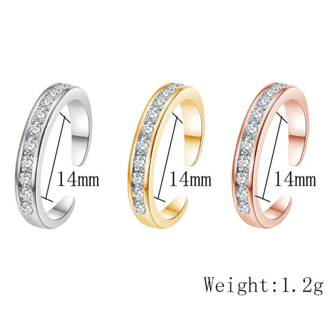 3PCS Toe Rings for Women Stainless Steel Adjustable Summer Beach Sexy Foot Ring With Diamonds Stackable Men's And Women's Ring