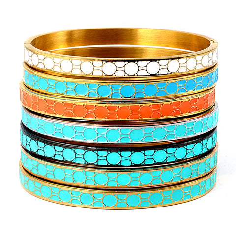 Brand Black Blue Resin Color Bracelet Women's Men's Enamel Bracelet Stainless Steel Gold Bracelet Custom