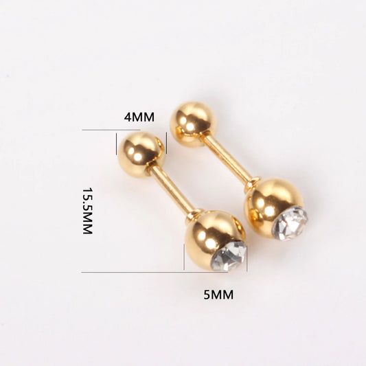 12 Pairs 316L Stainless Steel Anti-allergy Crystal Earrings Gold Silver Color Screw Stud Earrings For Women Fashion Jewelry Gift