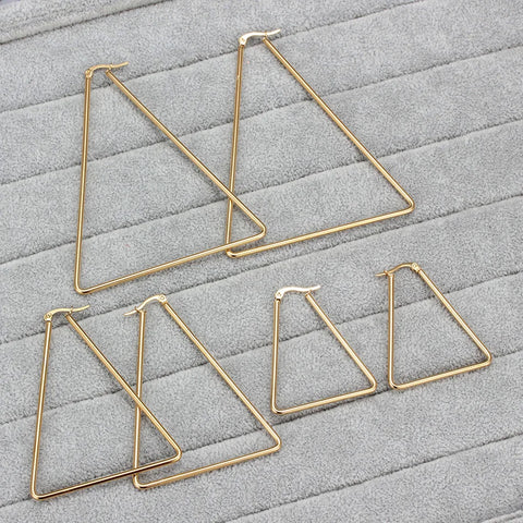 Big Stainless Steel Geometric Hoop Earrings For Women Gold Plated Trendy Female Jewelry Gift