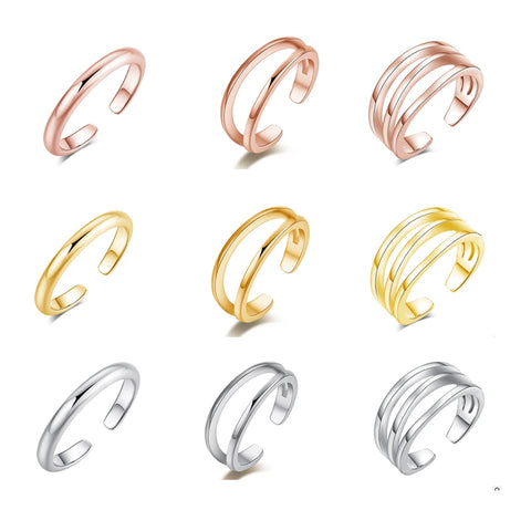 3pcs Adjustable Stainless Steel Toe Rings for Women Three-Color Sexy Stackable Foot Ring Sexy Summer Beach Foot Ring