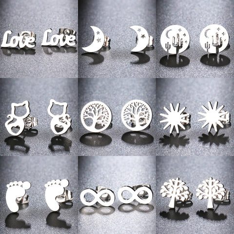 Stainless Steel Earrings Minimalism Map Sun Classic Hot Sale Fashion Stud Earrings Simple Earrings For Women Jewelry Wedding NEW