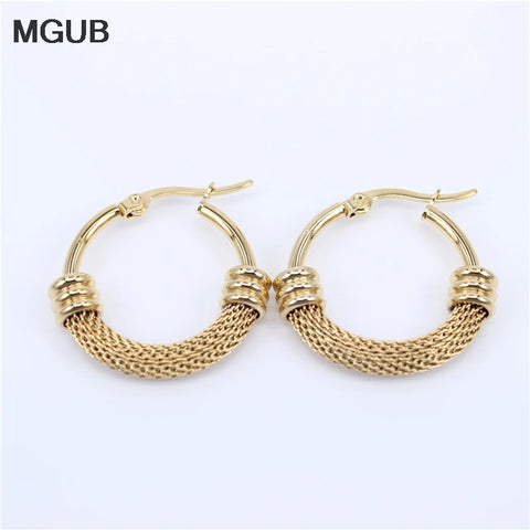 Hot classic Gold color 316 stainless steel jewelry earrings fashion wild female earring size selection  LH198