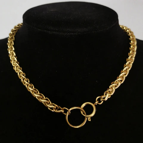 Punk Miami Cuban Chokers For Women Neck Hip Hop Jewelry 2020 Trendy Gold Color Stainless Steel Thick Chain Circle Necklace