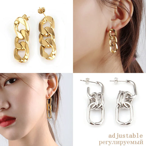 Chain Earring Stainless Steel Women Unusual Earrings Fashion Drop Earrings Trend Long Chain Earrings For Women Female Jewelry