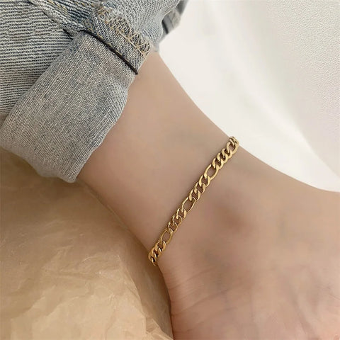 JUJIE 316L Stainless Steel Franco Chain Anklet For Women/Men Hip Hop Cuban Link Foot Bracelet Jewelry Dropshipping/Wholesale