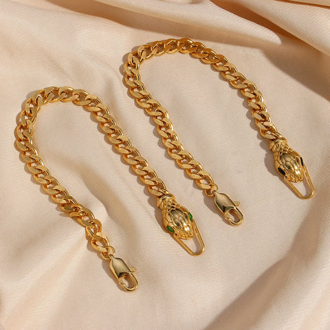 2022 New Stainless Steel Cuban Chain Snake Shape Gold Braceletes For Women Fashion Female Hiphop Snake Jewelry