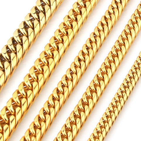 Heavy 16/20mm Gold Color Cuban Curb Link Chain Stainless Steel Necklace Mens Gift Custom Size 7-40inch