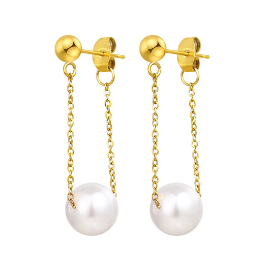 Stainless Steel Earrings Fashion Simple Chain Pearl Star Round Maple Leaf Heart Tassel Drop Earrings For Women Jewelry NEW Gifts