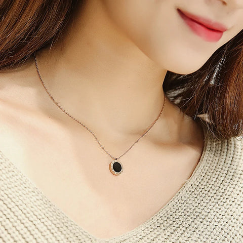 Luxury Elegant Chain Choker Fashion Roman Digital Pendant Necklaces for Women Stainless Steel Necklace 2021 Trend Party Jewelry