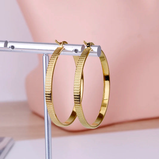 Hgflyxu Gold Color Stainless Steel Circle Hoop Earring for Women Ear ring Fashion Daily New Fine Jewelry Gifts Hot Sell