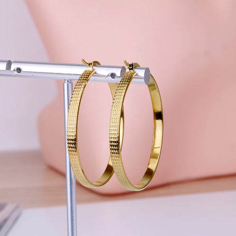 Hgflyxu Gold Color Stainless Steel Circle Hoop Earring for Women Ear ring Fashion Daily New Fine Jewelry Gifts Hot Sell