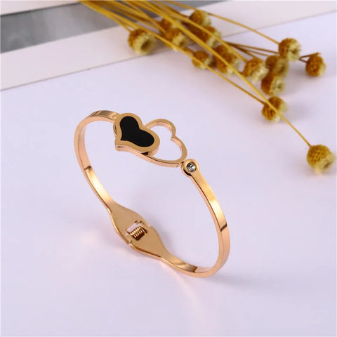 Luxury Heart Bracelets Bangles For Women Stainless Steel Jewelry Woman Fashion Jewellery Accessories