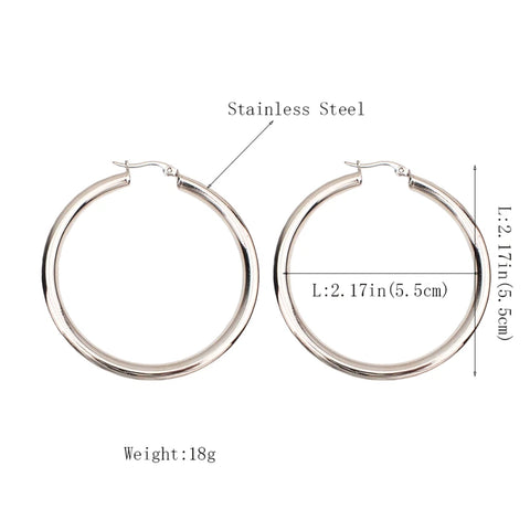 MANILAI Wide Stainless Steel Tube Hoop Earrings For Women Punk Statement Earrings Brincos Fashion Jewelry 55mm Diameter