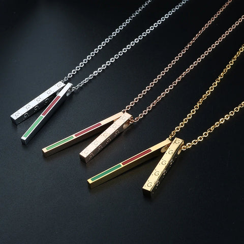 Stainless Steel 2 Bar Pendant Necklace Gold Color Stick Pendant Necklace For Woman Party Jewelry Gift