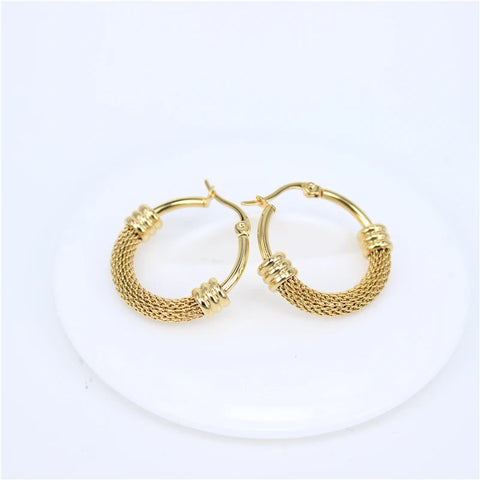 Hot classic Gold color 316 stainless steel jewelry earrings fashion wild female earring size selection  LH198