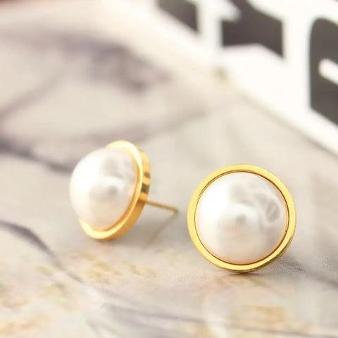 Stainless Steel Pearl Earrings For Women Jewelry Small Stud Earrings Fashion Jewellery Wholesale