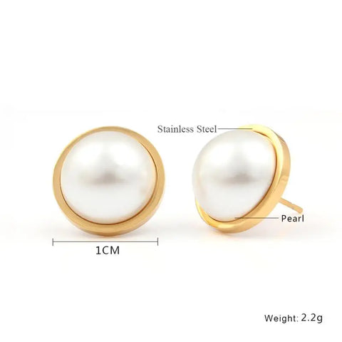 Stainless Steel Pearl Earrings For Women Jewelry Small Stud Earrings Fashion Jewellery Wholesale